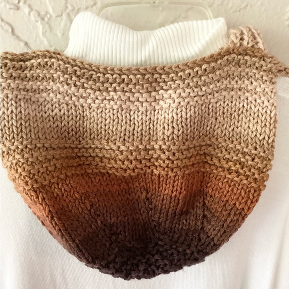 Hat Scarf Set Hand Crafted Brown Tan Rust Multicolored Ombre Knit - Picture 6 of 16